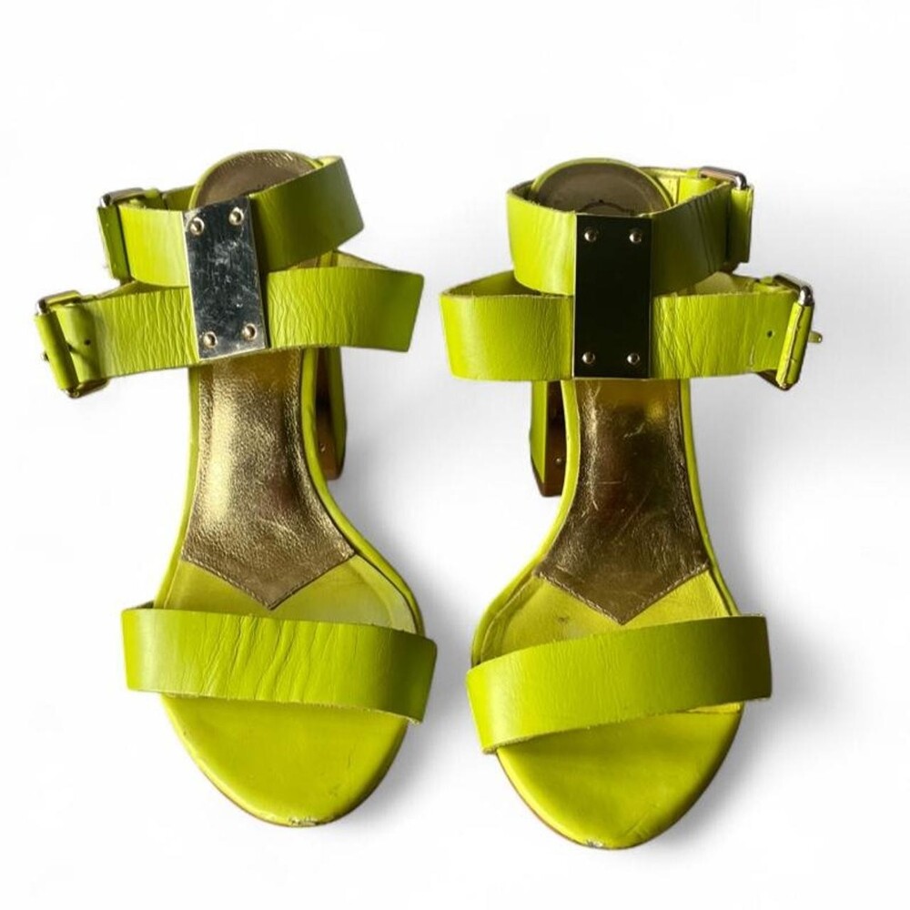 Ted Baker Cayena Lime Leather Block Heel Sandals